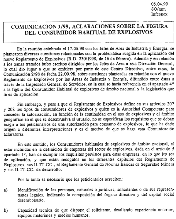 Comunicación 1/99